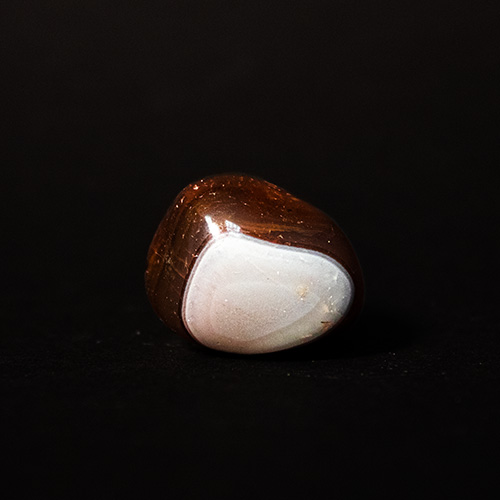 Dark brown stone with a gray large dot on it